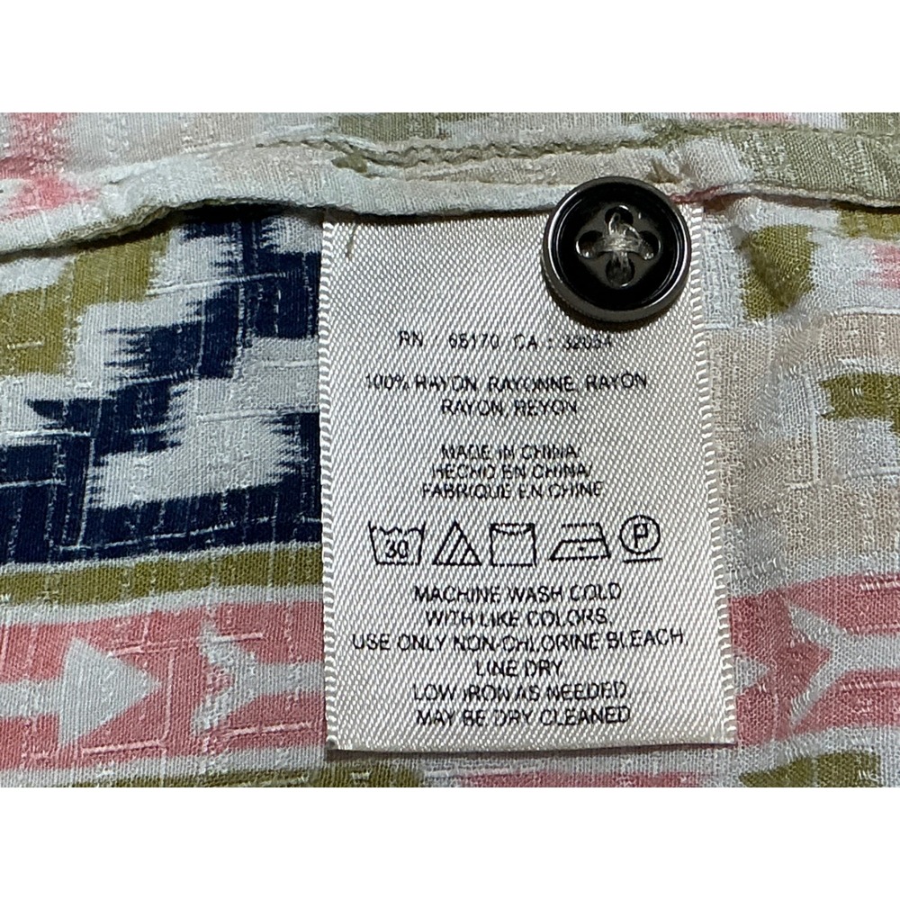 Maeve Anthropologie Pleated Tank Top size 6 Ikat Tribal Print Button Front Boo - Picture 8 of 11